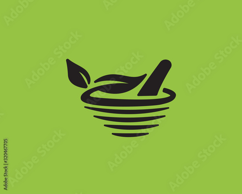 Simple twist mix herbal pharmacy logo design inspiration