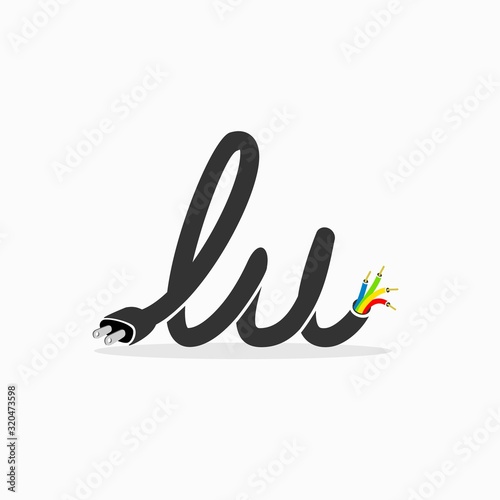 colorful cable wire logo design inspriation . electric cable vector design template photo