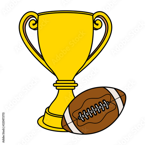 american football sport balloon with trophy cup