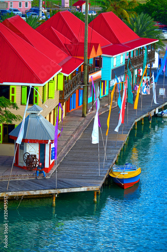 Colourful Waterfront Shops at Saint John's, Antigua and Barbuda, West Indies