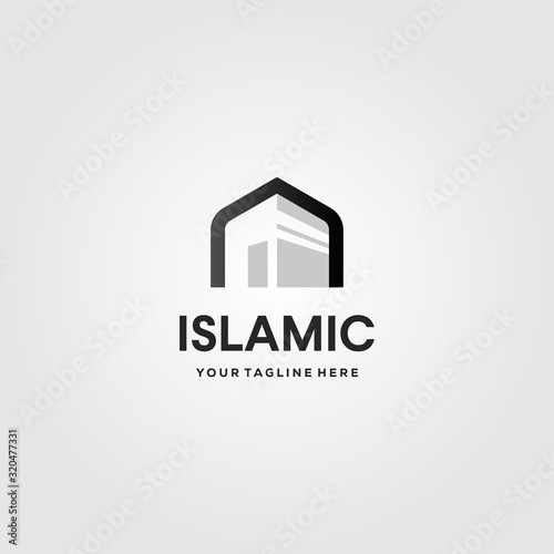 islamic kaaba logo vector icon illustration design