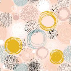 Acrylglasbilder Polka-Dot-Muster Abstrakte Kritzeltexturen nahtloses Muster  © KatyaKatya