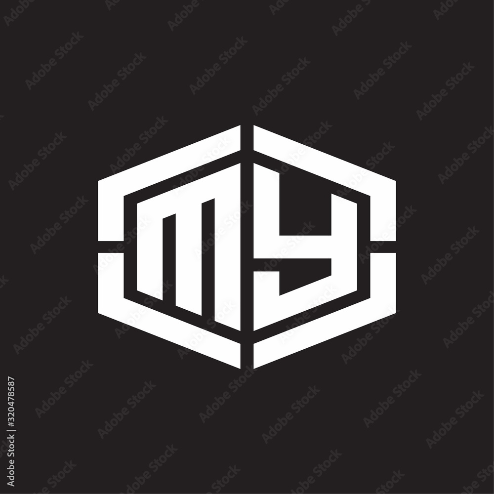 MY Logo monogram with hexagon shape and piece line rounded design tamplate MY Logo monogram with hexagon shape and piece line rounded design tamplate