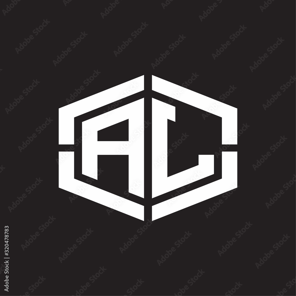 AL Logo monogram with hexagon shape and piece line rounded design tamplate
