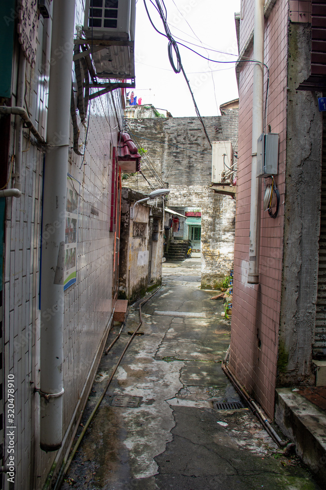 narrow street in old chinese town