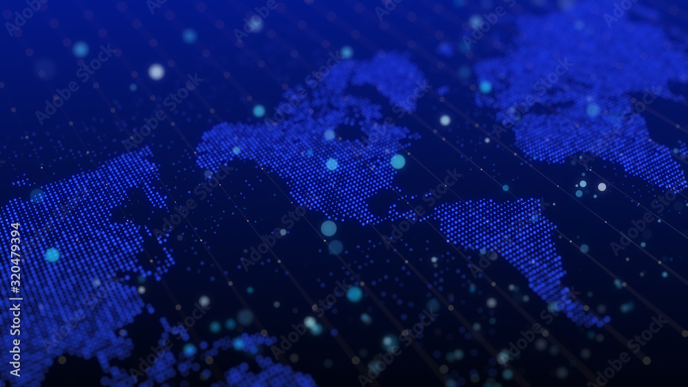 Obraz premium digital world map future cyber abstract background big data technology