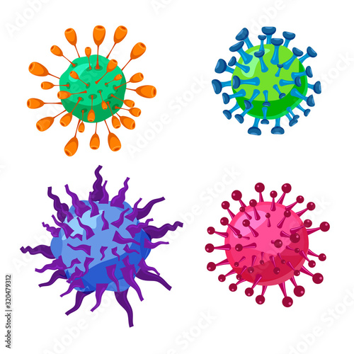 Set Virus, coronavirus, bacteria infection ilness microbe organism cell