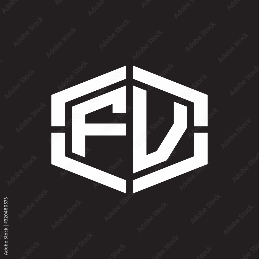 FV Logo monogram with hexagon shape and piece line rounded design tamplate FV Logo monogram with hexagon shape and piece line rounded design tamplate