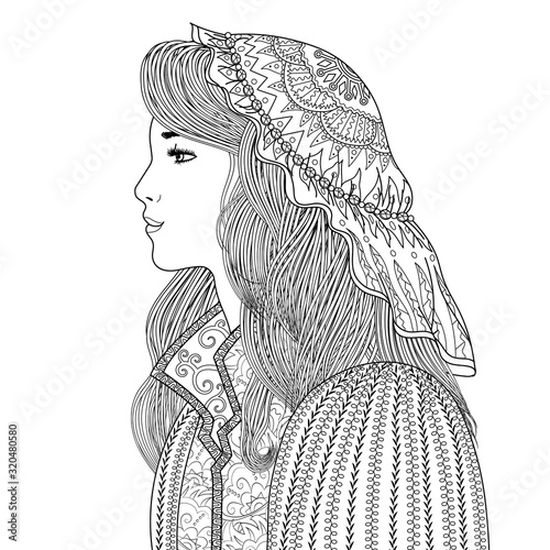 Coloring pages for adults with a princess.