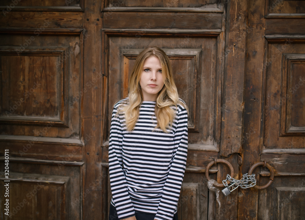 Street portrait of beautiful young woman. Street portrait of beautiful young woman.