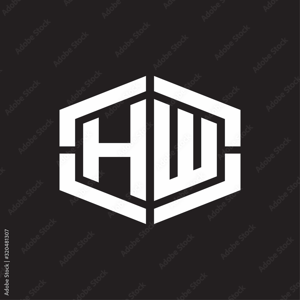 HW Logo monogram with hexagon shape and piece line rounded design tamplate HW Logo monogram with hexagon shape and piece line rounded design tamplate
