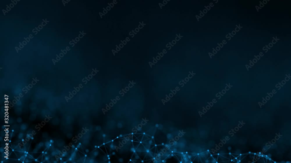 Abstract technology futuristic with connection glowing lines and particle on dark blue background. Science concept. Plexus structure. footage motion graphics. 3D rendering. 4K video uhd 3840x2160