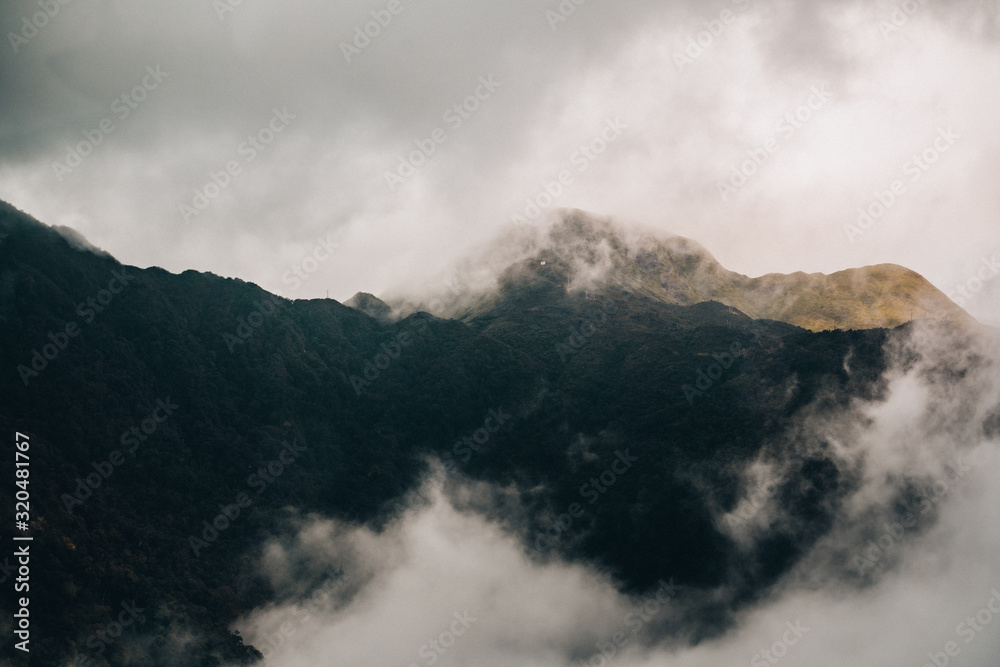 clouds over mountains