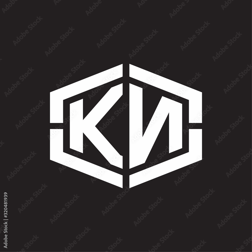 KN Logo monogram with hexagon shape and piece line rounded design tamplate KN Logo monogram with hexagon shape and piece line rounded design tamplate