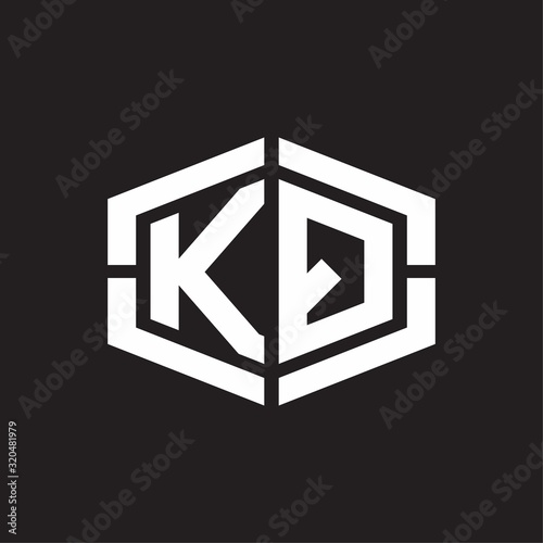 KQ Logo monogram with hexagon shape and piece line rounded design tamplate
