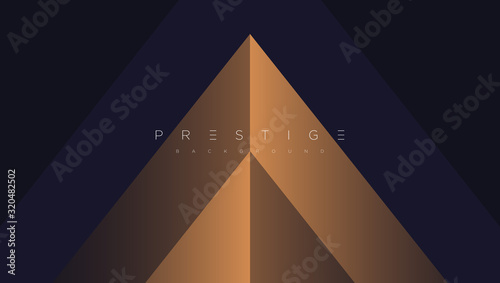 Dark blue premium background with luxury golden geometric elements triangle, circle etc. Prestige background for poster, banner, flyer, cover etc. Vector EPS