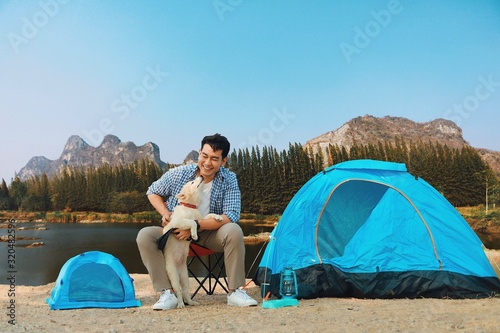 couple camping in tent