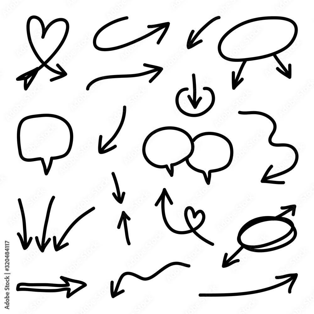 Hand drawn arrow vector icons set. sketch arrow design for business plan and education. Hand drawn arrow vector icons set. sketch arrow design for business plan and education.