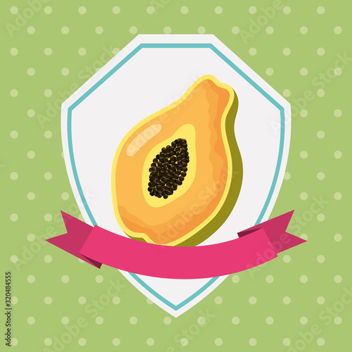 fresh papaya tropical fruit in shield