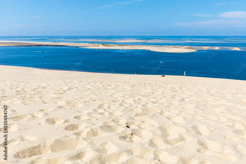 Obraz premium View from the Dune of Pilat, the tallest sand dune in Europe. La Teste-de-Buch, Arcachon Bay, Aquitaine, France