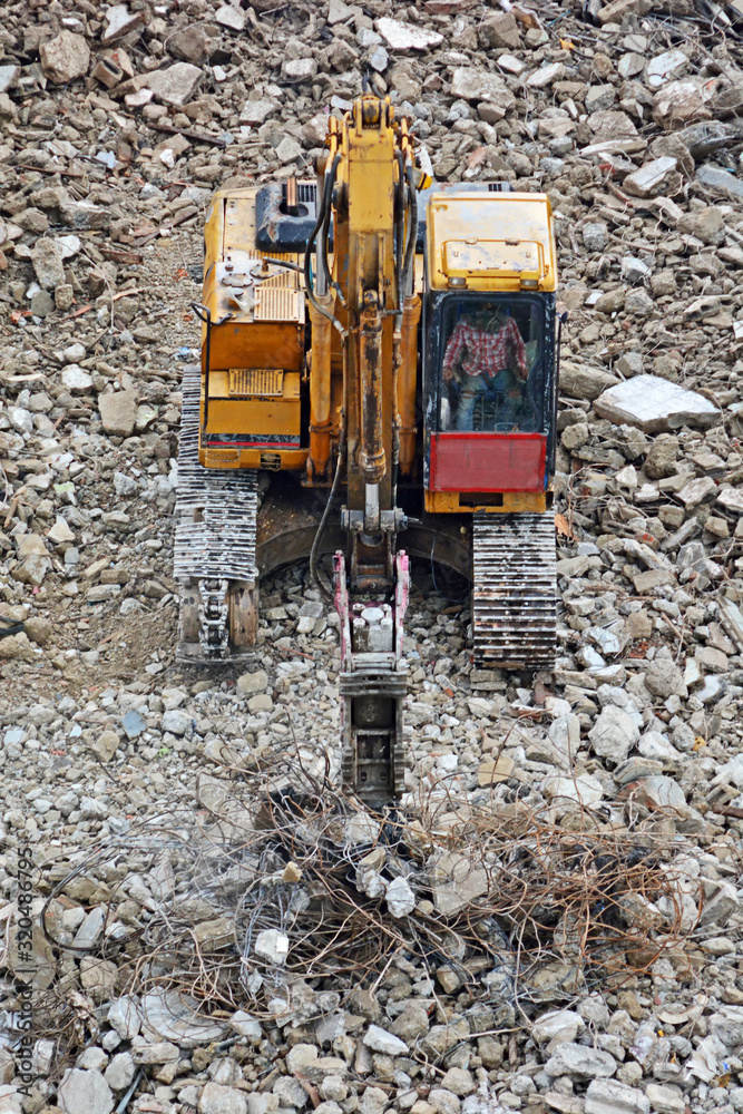Obraz premium Backhoe Excavator working on construction site