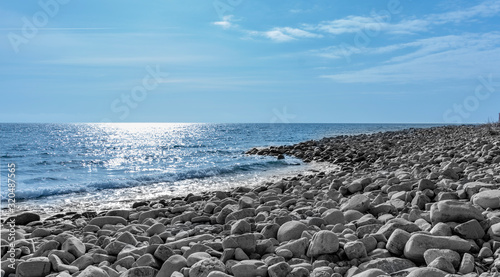 Beach of white stones photo