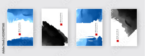 Elegant brochure template design ink brush element