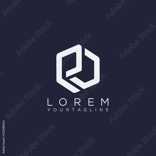 PV P V PU UP VP  triple cubic alphabet letter vector geometric font icon & Logo for your design