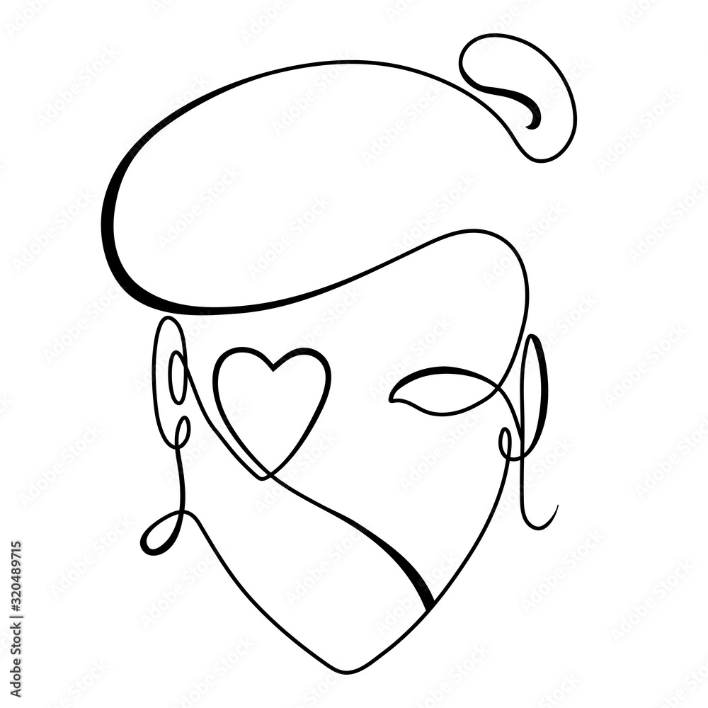One continuous single drawn art line portrait of a young girl beauty and fashion . Isolated image minimalist vector illustration for t-shirt,concept slogan logo design print graphics style One continuous single drawn art line portrait of a young girl beauty and fashion . Isolated image minimalist vector illustration for t-shirt,concept slogan logo design print graphics style