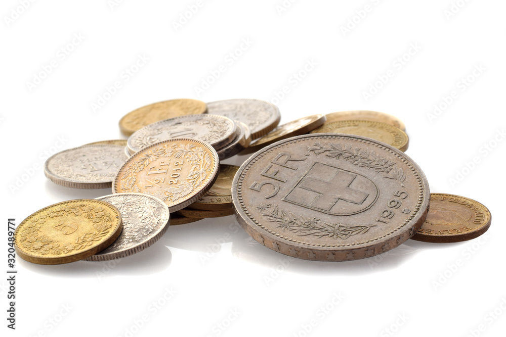 swiss currency francs closed up isolated on white without clippling path swiss currency francs closed up isolated on white without clippling path