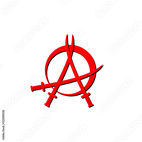 Red Anarchy Sign illustration with Three Sword Shape Element, EPS 10 Vector file
