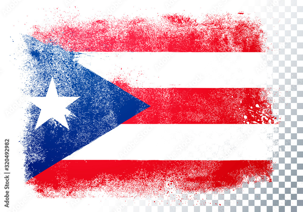 Vector Illustration isolated flag of puerto rico in grunge texture style.