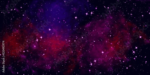 Fototapeta Naklejka Na Ścianę i Meble -  Colorful space shot of milky way galaxy with stars on a night sky. Universe filled with stars, nebula