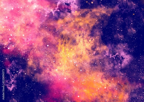 Fototapeta Naklejka Na Ścianę i Meble -  Colorful space shot of milky way galaxy with stars on a night sky. Universe filled with stars, nebula