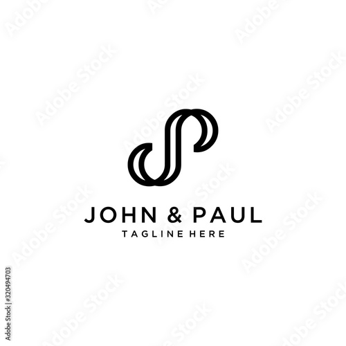 Creative Illustration modern initial JP sign geometric logo design
