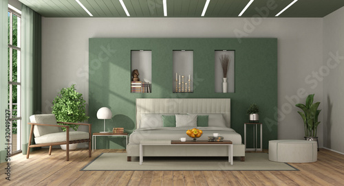 Tablou pe pânză White and green elegant master bedroom
