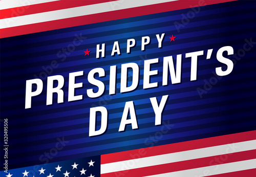 Happy Presidents day USA with flag. Vote in USA 2020, banner design patriotic background. American holiday of President`s Day 17th February. Vector illustration