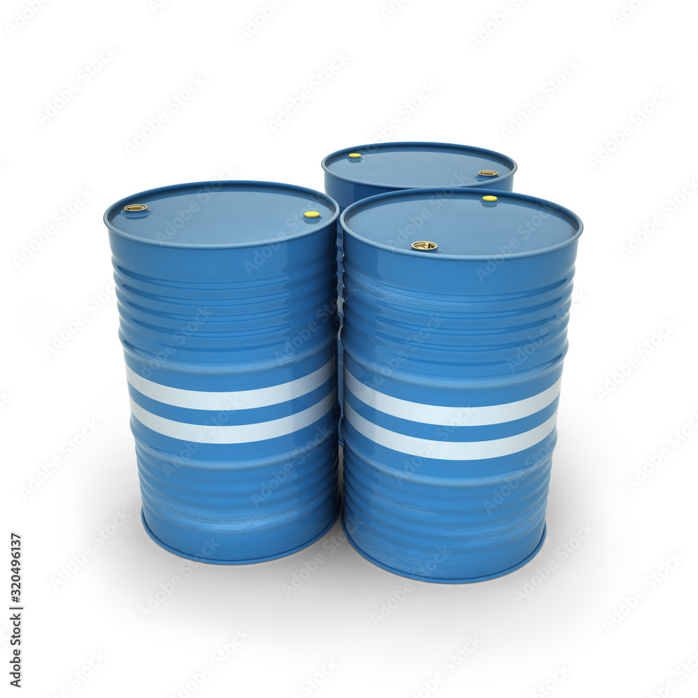 Blue barrels on a white background (3d illustration) Blue barrels on a white background (3d illustration)