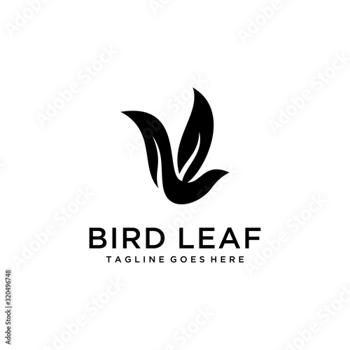 Creative modern illustration animal bird with leaf wing logo template vector icon