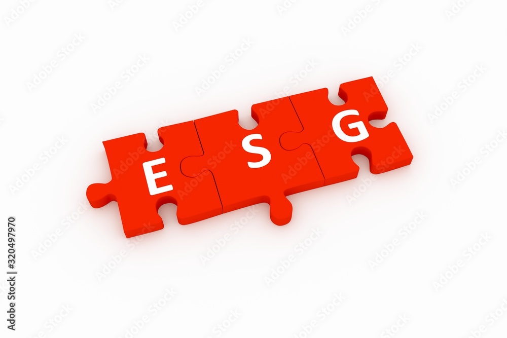 ESG puzzle concept white background 3D render illustration ESG puzzle concept white background 3D render illustration