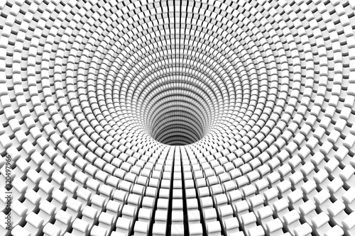 Black hole black and white abstract background 3D illustration