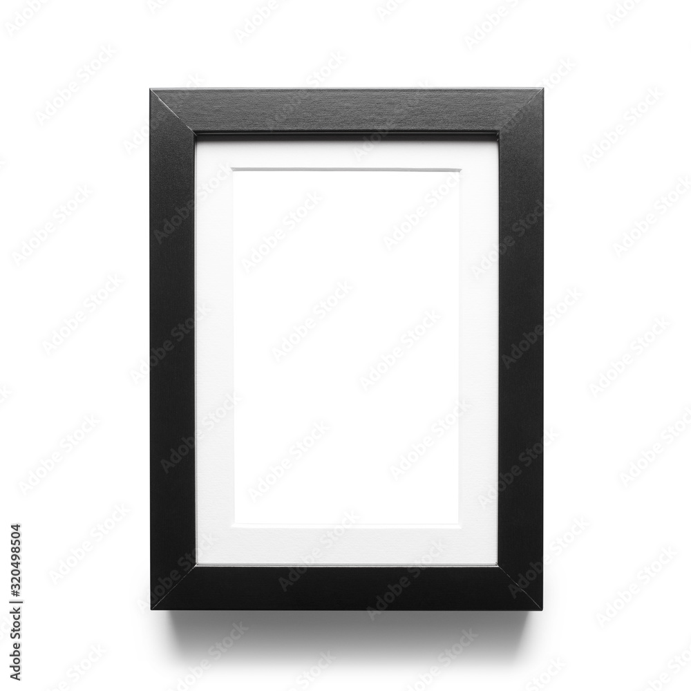 Black vertical empty frame, isolated on white background Black vertical empty frame, isolated on white background