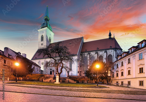 Bratislava - St. Martin's Cathedral at sunset, Slovakia