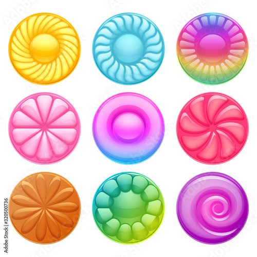 Colorful hard candies sweets icons vector illustration.
