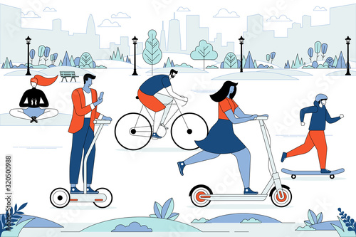 Active leisure in park Eco transportation Vector
