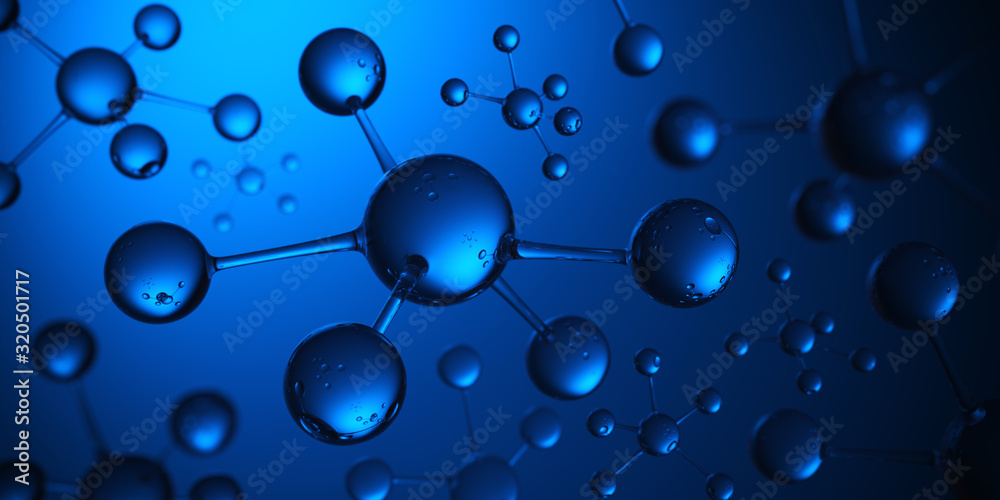 Molecule Atom Model Abstract structure science and medical concept