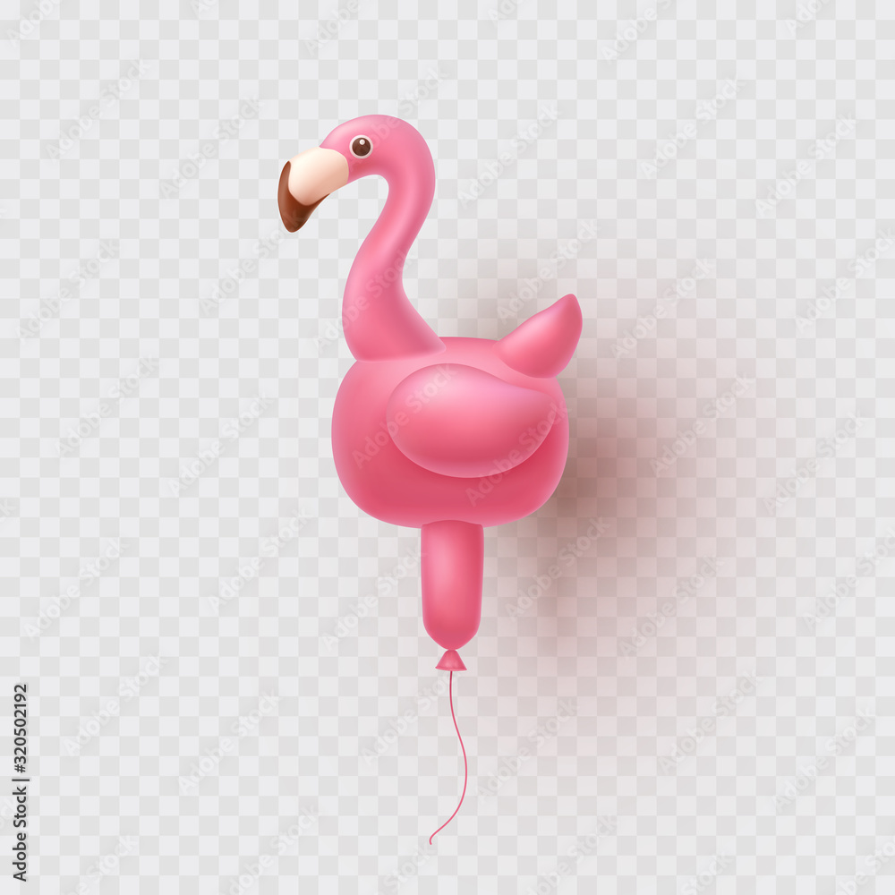 Flamingo balloon isolated on transparent background. Pink inflatable  tropical bird ballon. Vector 3d summer icon. . Stock Vector | Adobe Stock