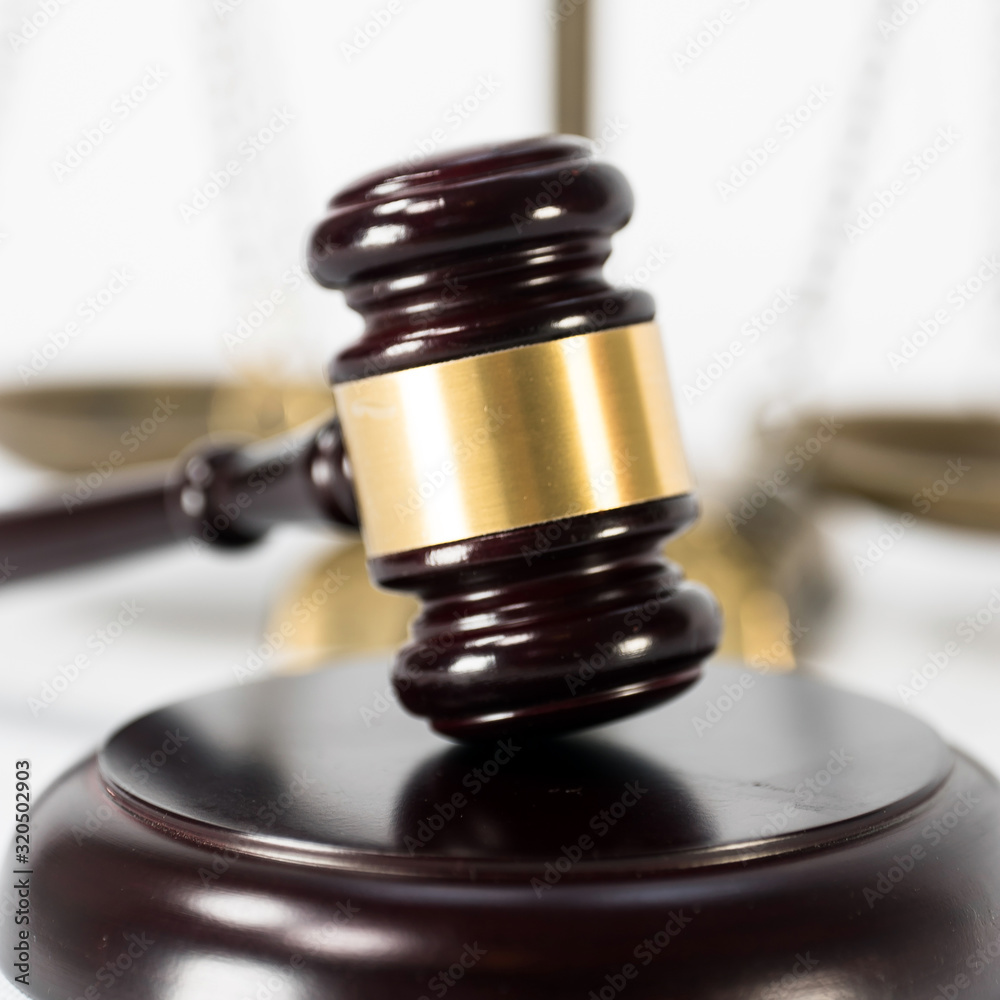 Judge's gavel. Law and justice concept. White background with copy space. Judge's gavel. Law and justice concept. White background with copy space.