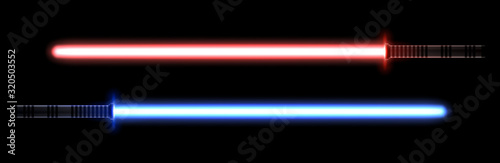 Blue and red light swords for the fights during the wars in the stars. Melee laser weapon for the close combats.