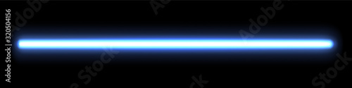 Neon glow stick. Blue laser ray. Fluorescent light ray. photo